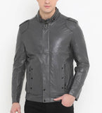 Men Real Lambskin Motorcycle Leather Biker Jacket KM530