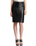 Women Real Lambskin Leather Slim Fit Skirt WS055