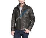 Men Real Lambskin Motorcycle Leather Biker Jacket KM157