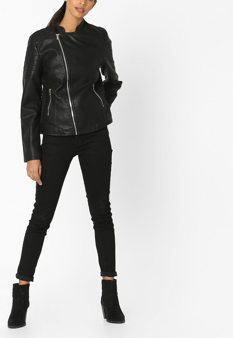 Biker / Motorcycle Jacket - Women Real Lambskin Leather Biker Jacket KW568 - Koza Leathers