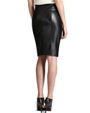 Knee Length Skirt - Women Real Lambskin Leather Slim Fit Skirt WS055 - Koza Leathers