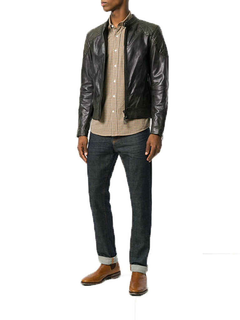 Biker Jacket - Men Real Lambskin Motorcycle Leather Biker Jacket KM368 - Koza Leathers