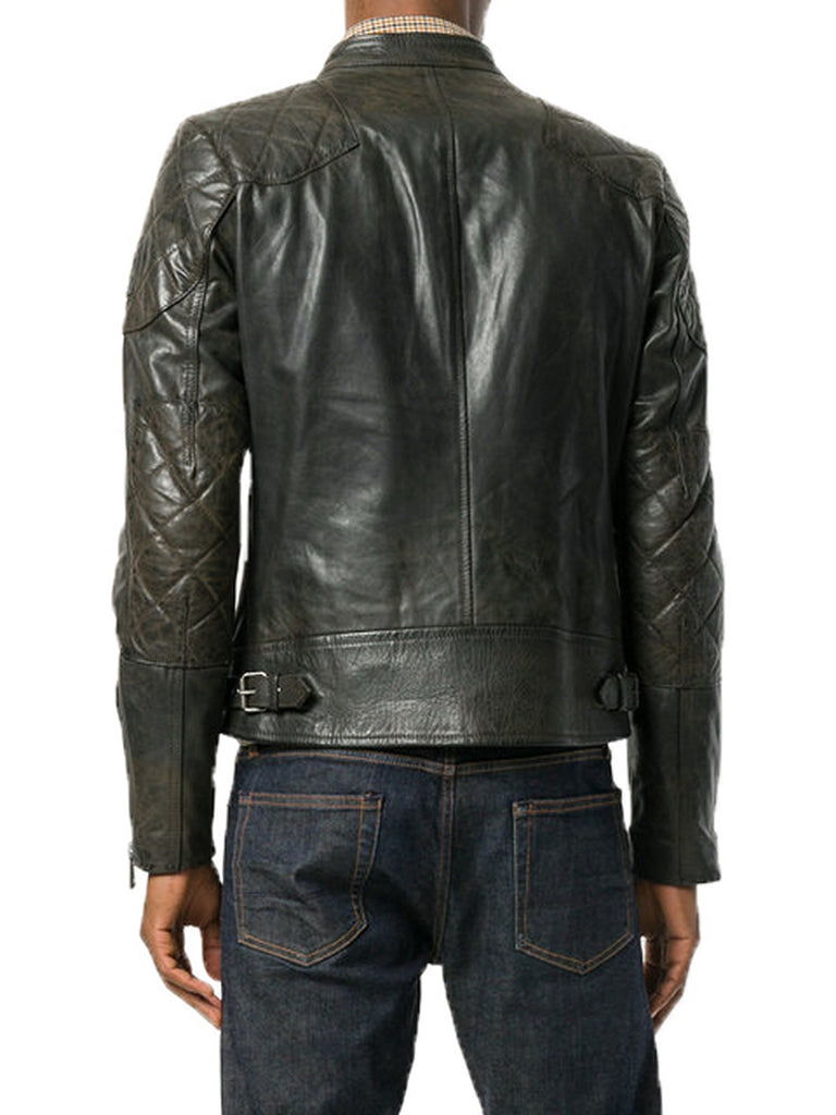 Biker Jacket - Men Real Lambskin Motorcycle Leather Biker Jacket KM368 - Koza Leathers