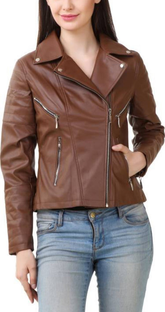 Biker / Motorcycle Jacket - Women Real Lambskin Leather Biker Jacket KW389 - Koza Leathers