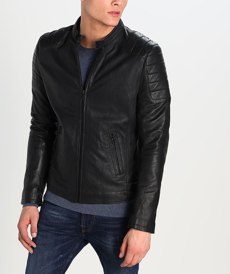 Biker Jacket - Men Real Lambskin Motorcycle Leather Biker Jacket KM244 - Koza Leathers