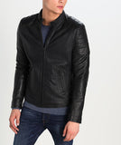 Men Real Lambskin Motorcycle Leather Biker Jacket KM244