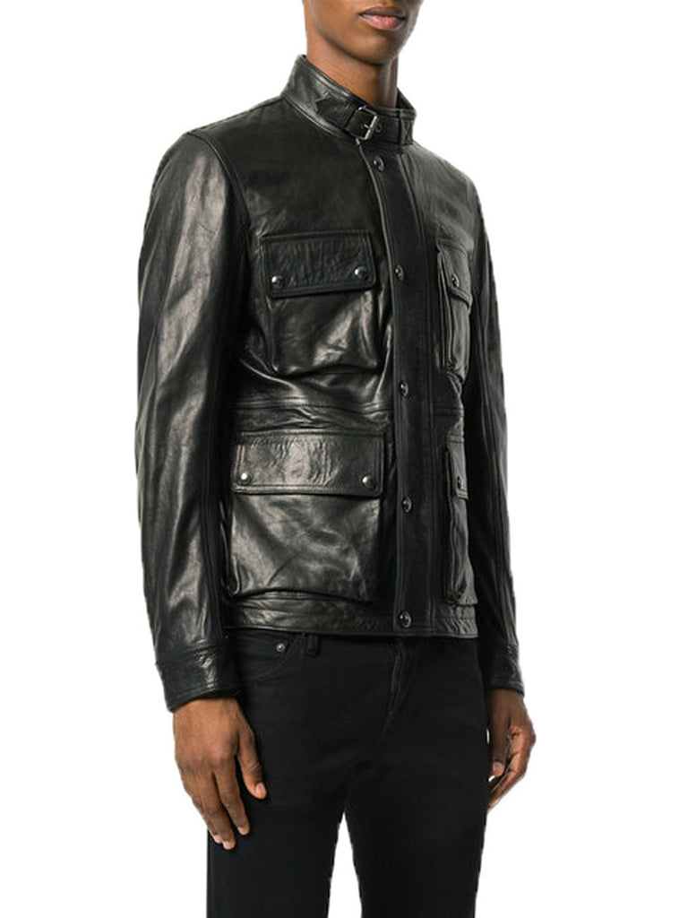 Biker Jacket - Men Real Lambskin Motorcycle Leather Biker Jacket KM369 - Koza Leathers