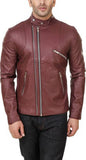 Men Real Lambskin Motorcycle Leather Biker Jacket KM549