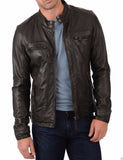 Men Real Lambskin Leather Jacket KM013