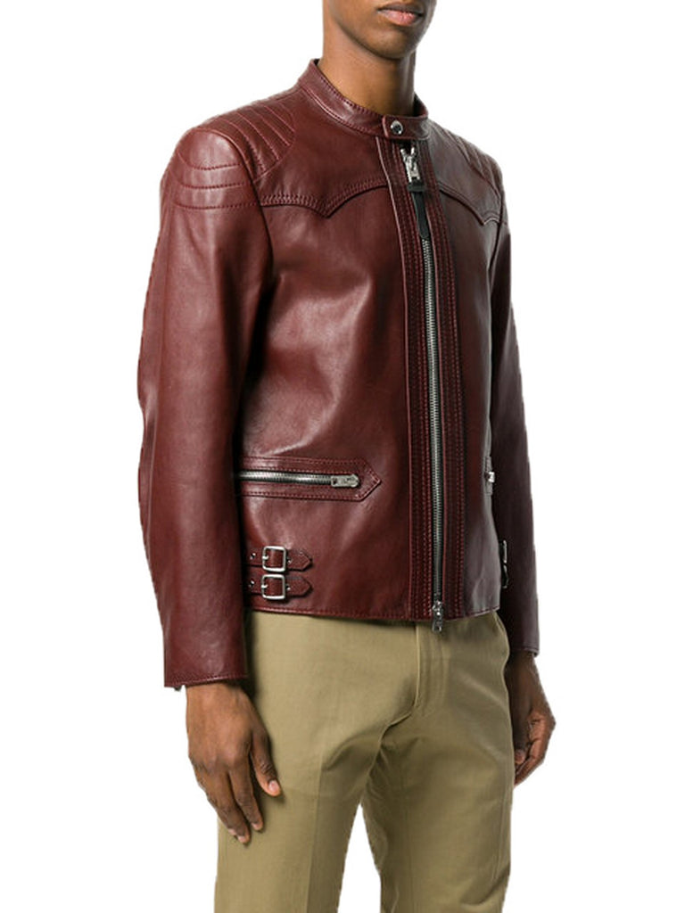 Biker Jacket - Men Real Lambskin Motorcycle Leather Biker Jacket KM370 - Koza Leathers