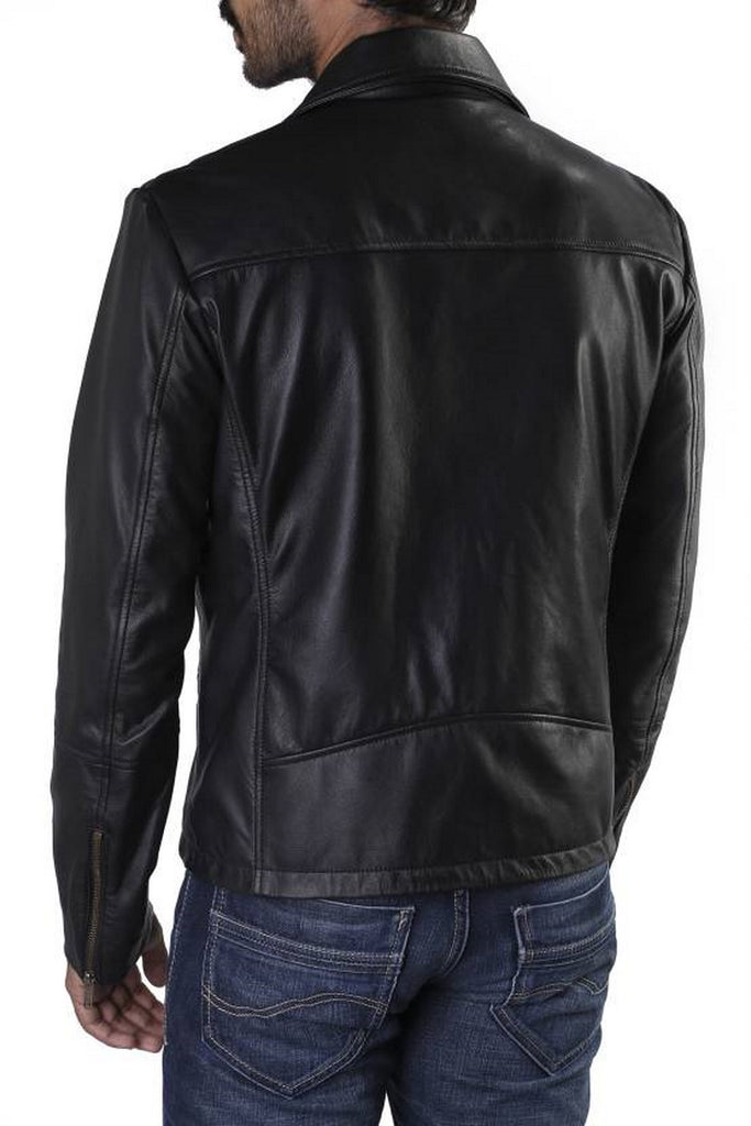 Biker Jacket - Men Real Lambskin Motorcycle Leather Biker Jacket KM393 - Koza Leathers