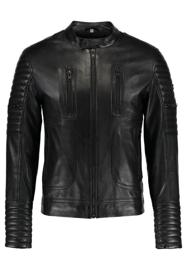 Biker Jacket - Men Real Lambskin Motorcycle Leather Biker Jacket KM245 - Koza Leathers