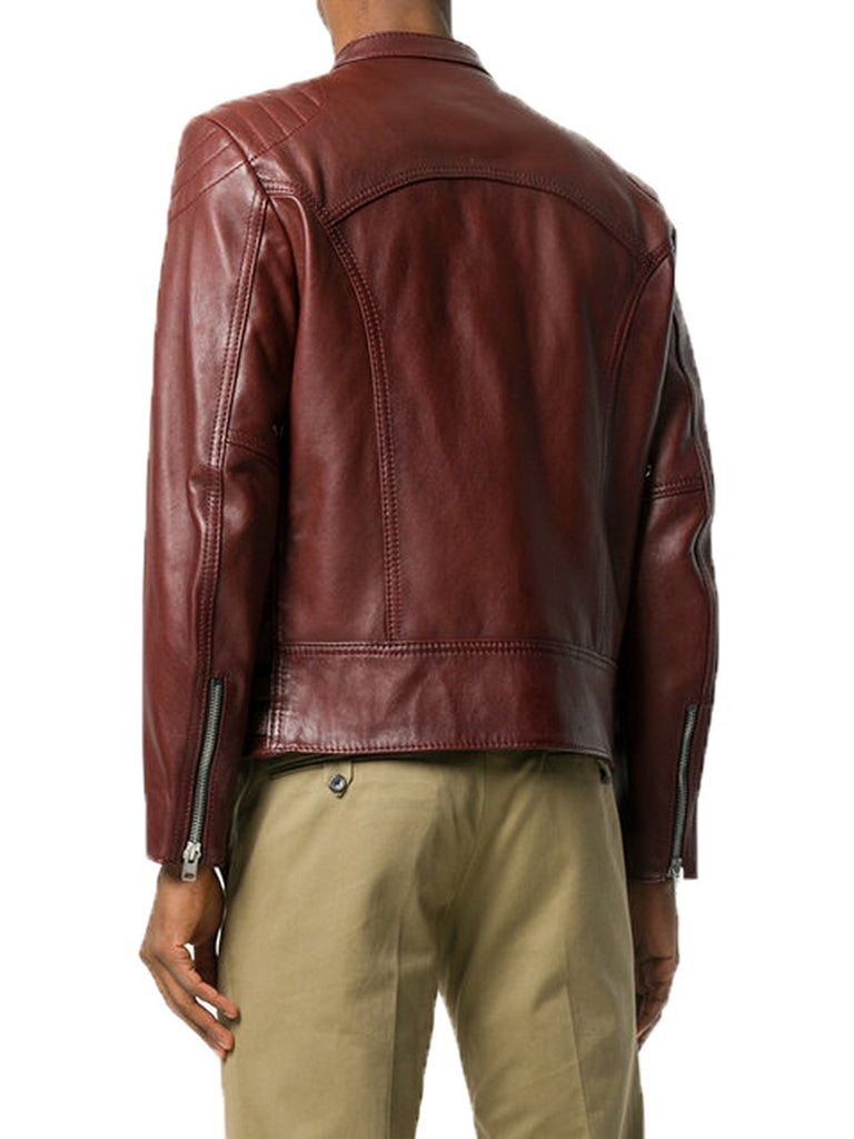 Biker Jacket - Men Real Lambskin Motorcycle Leather Biker Jacket KM370 - Koza Leathers