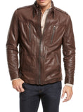 Men Real Lambskin Leather Jacket KM018