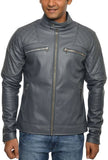 Men Real Lambskin Motorcycle Leather Biker Jacket KM554