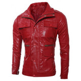 Men Real Lambskin Motorcycle Leather Biker Jacket KM561