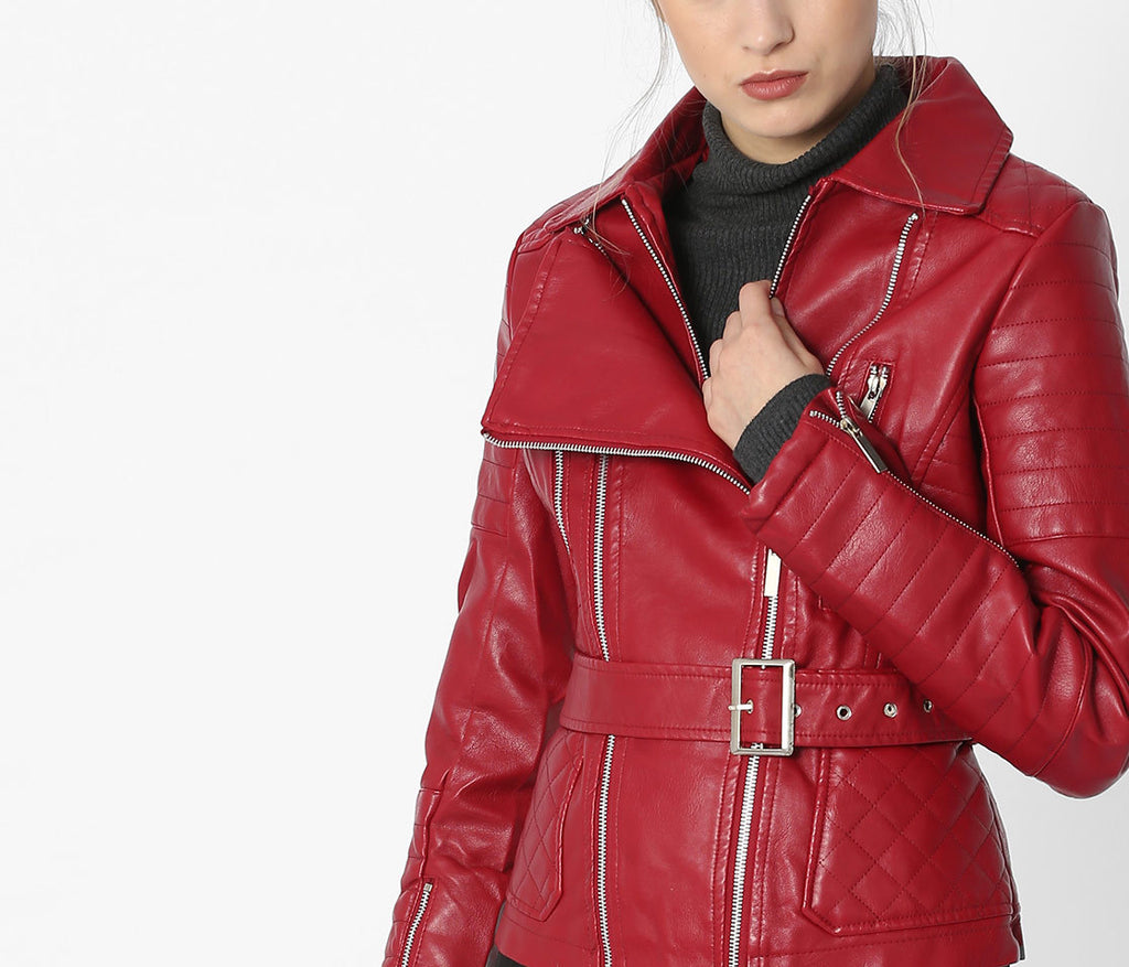 Biker / Motorcycle Jacket - Women Real Lambskin Leather Biker Jacket KW571 - Koza Leathers