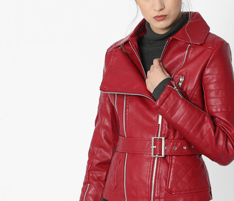 Biker / Motorcycle Jacket - Women Real Lambskin Leather Biker Jacket KW571 - Koza Leathers