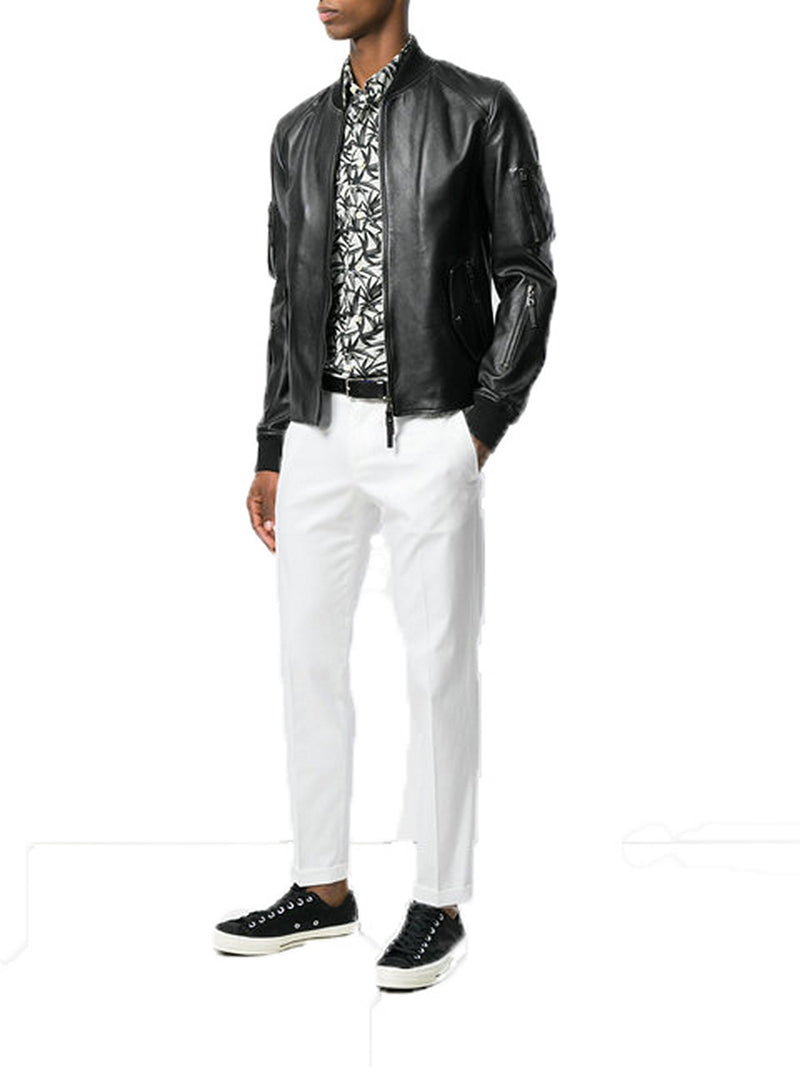 Biker Jacket - Men Real Lambskin Motorcycle Leather Biker Jacket KM371 - Koza Leathers