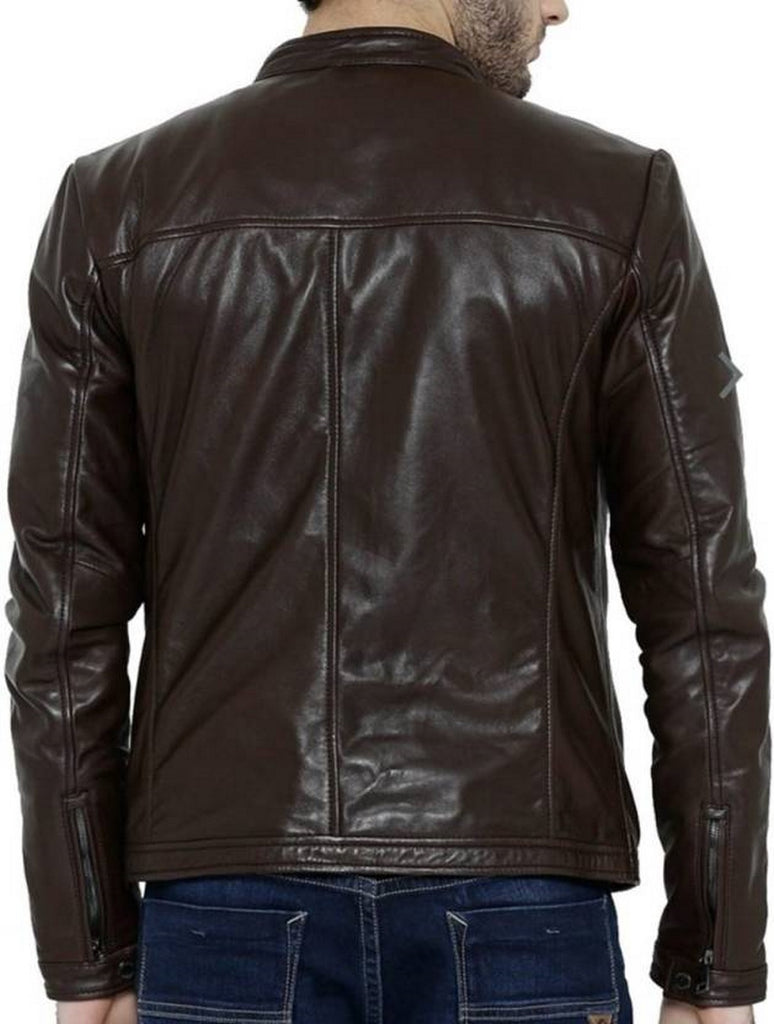 Biker Jacket - Men Real Lambskin Motorcycle Leather Biker Jacket KM394 - Koza Leathers