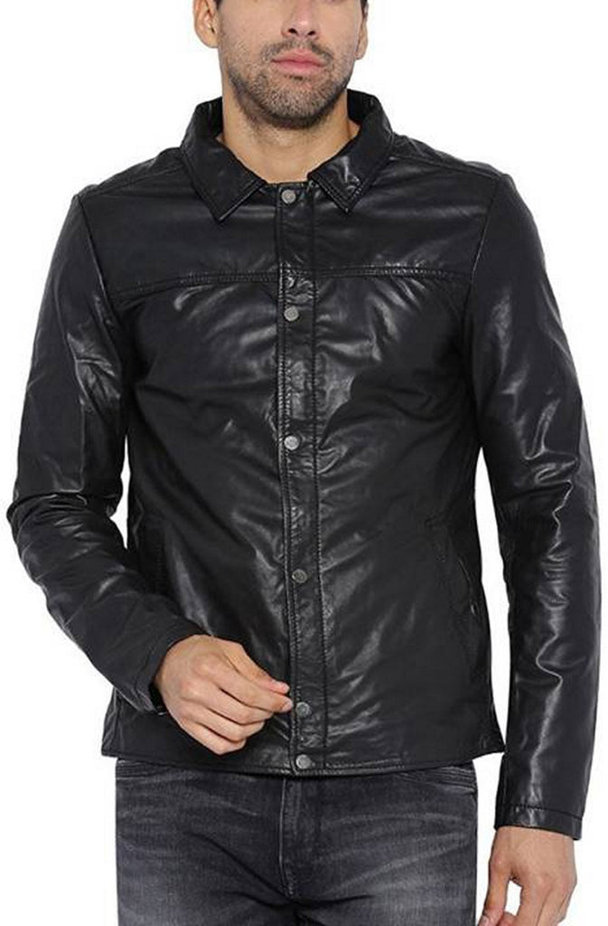 Biker Jacket - Men Real Lambskin Motorcycle Leather Biker Jacket KM395 - Koza Leathers