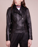 Women Real Lambskin Leather Biker Jacket KW204
