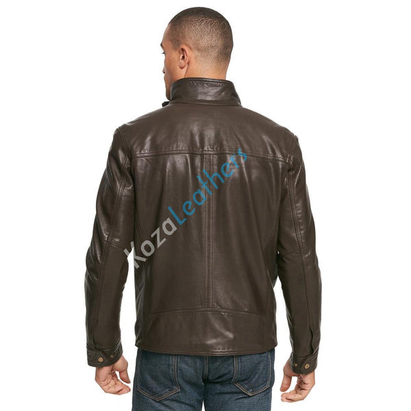 Men's Genuine Lambskin Bomber Leather Jacket NJ013 - Koza Leathers