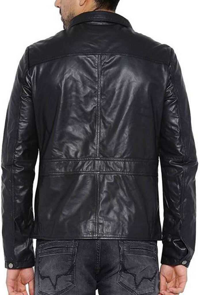 Biker Jacket - Men Real Lambskin Motorcycle Leather Biker Jacket KM395 - Koza Leathers