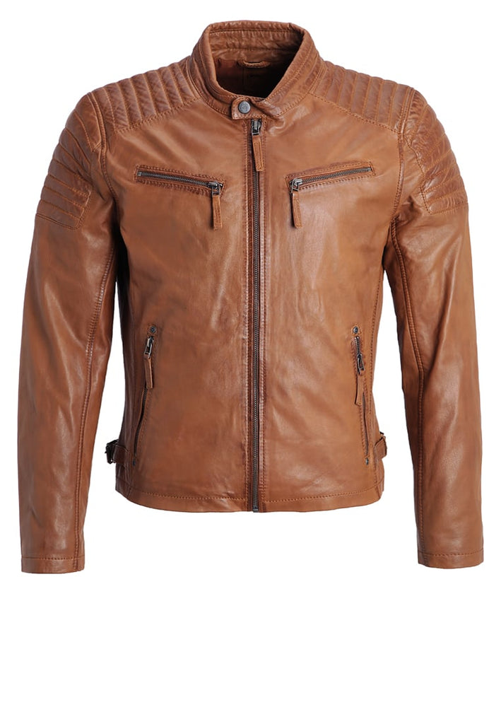 Biker Jacket - Men Real Lambskin Motorcycle Leather Biker Jacket KM247 - Koza Leathers