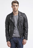 Men Real Lambskin Leather Jacket KM064