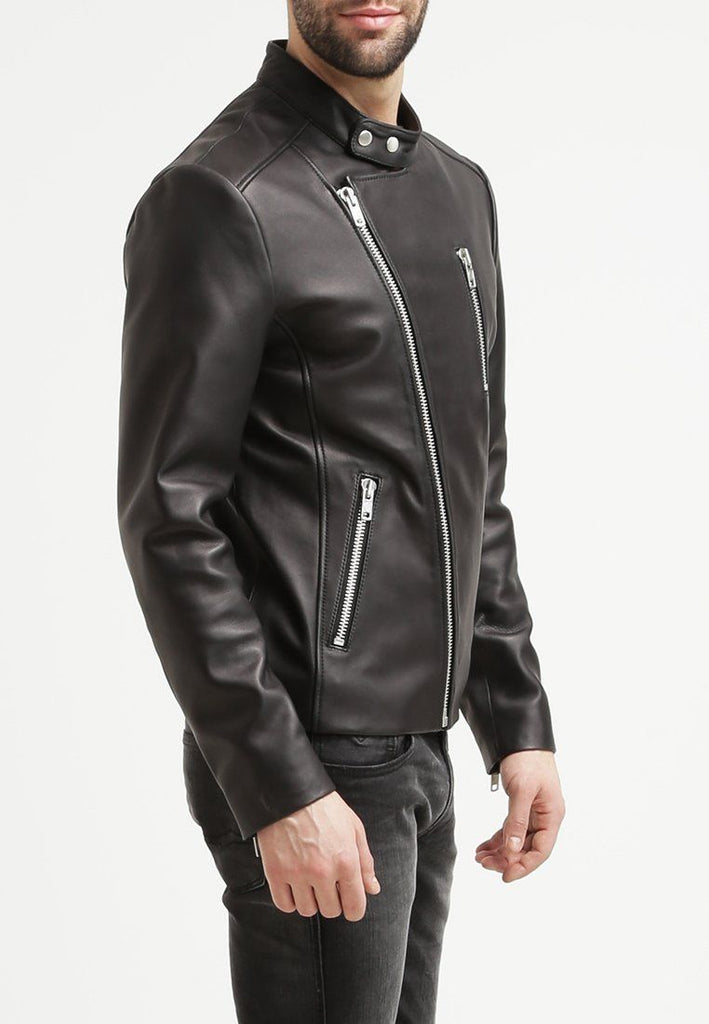Biker Jacket - Men Real Lambskin Leather Jacket KM089 - Koza Leathers