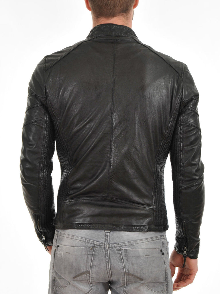 Biker Jacket - Men Real Lambskin Leather Jacket KM096 - Koza Leathers