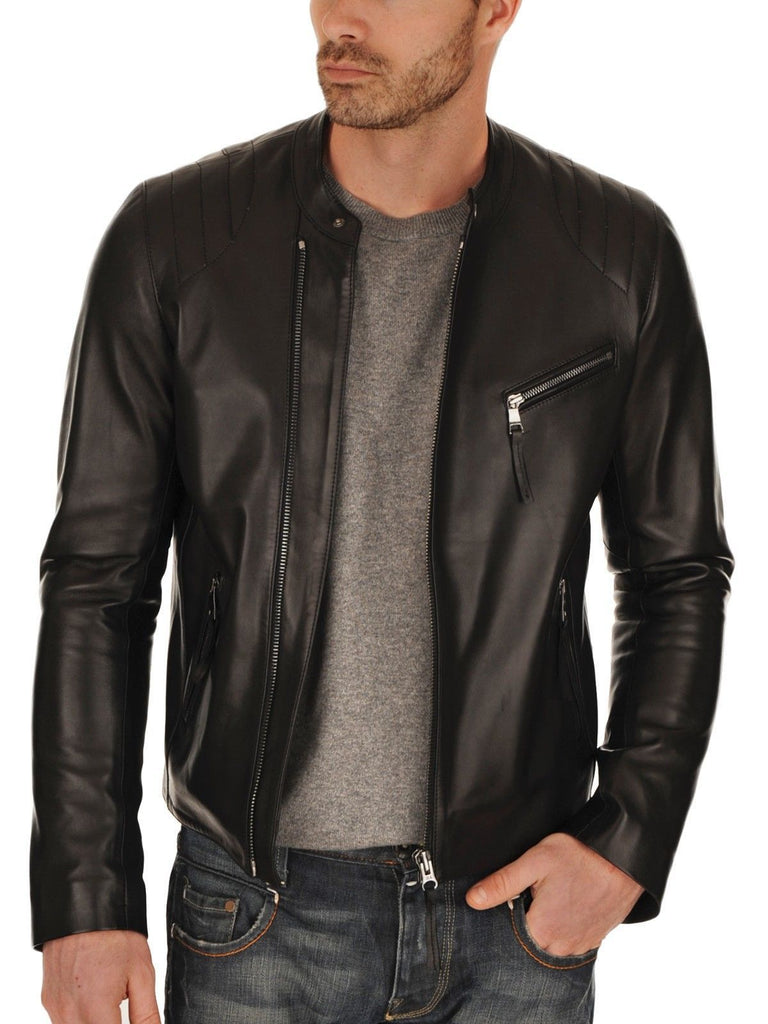 Biker Jacket - Men Real Lambskin Leather Jacket KM097 - Koza Leathers