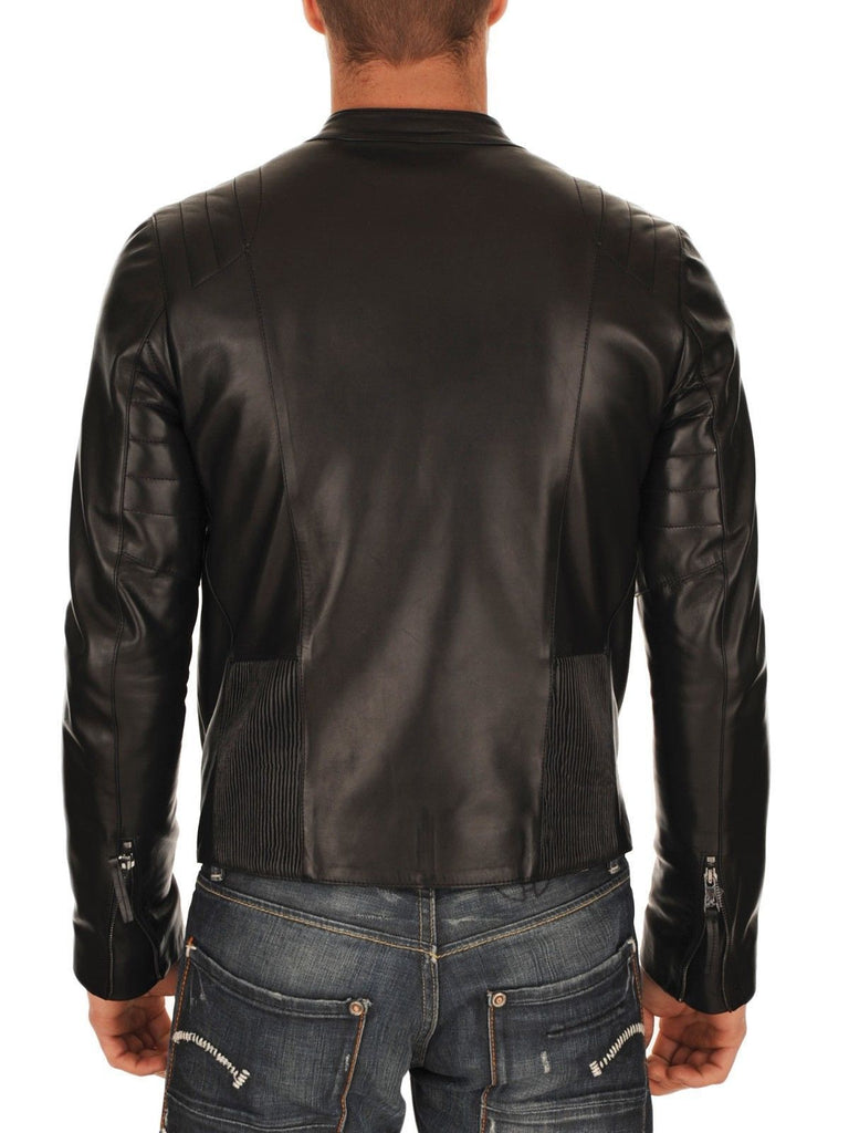 Biker Jacket - Men Real Lambskin Leather Jacket KM097 - Koza Leathers
