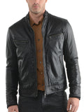 Men Real Lambskin Leather Jacket KM099