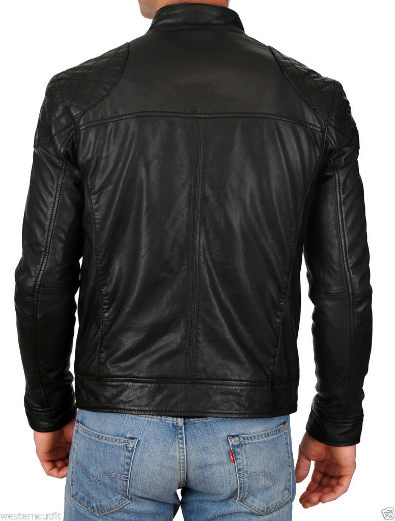 Biker Jacket - Men Real Lambskin Leather Jacket KM101 - Koza Leathers