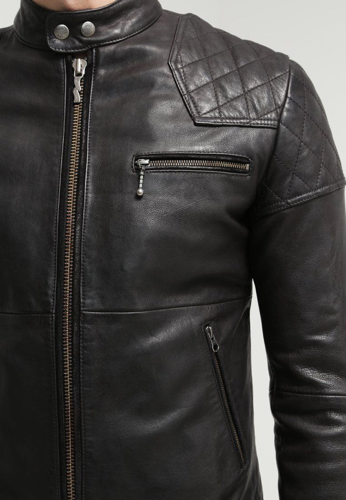 Biker Jacket - Men Real Lambskin Leather Jacket KM105 - Koza Leathers