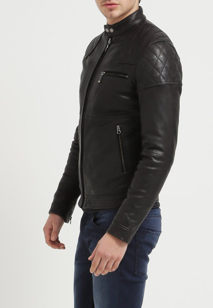 Biker Jacket - Men Real Lambskin Leather Jacket KM105 - Koza Leathers