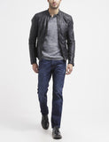 Biker Jacket - Men Real Lambskin Leather Jacket KM106 - Koza Leathers