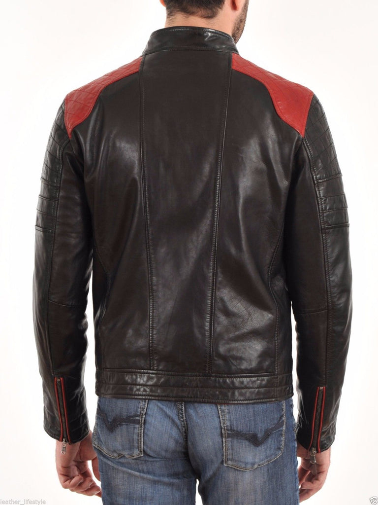 Biker Jacket - Men Real Lambskin Leather Jacket KM130 - Koza Leathers