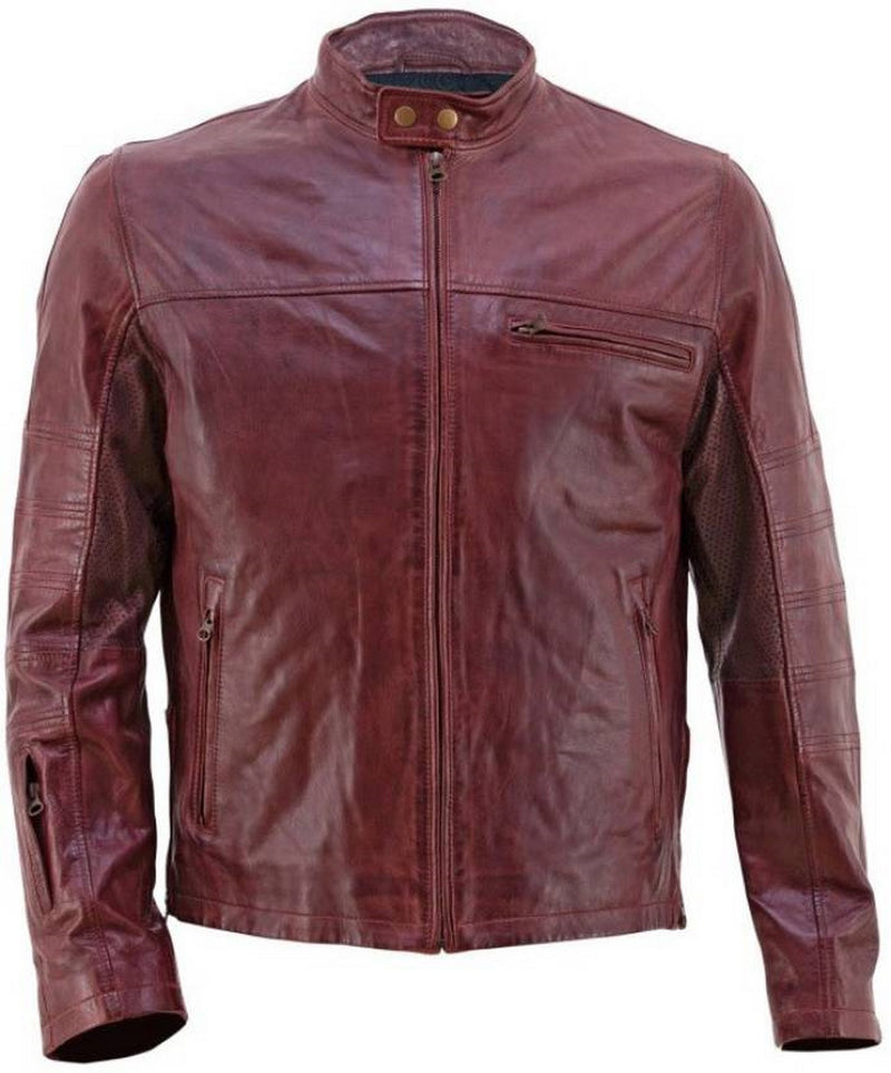 Biker Jacket - Men Real Lambskin Motorcycle Leather Biker Jacket KM379 - Koza Leathers