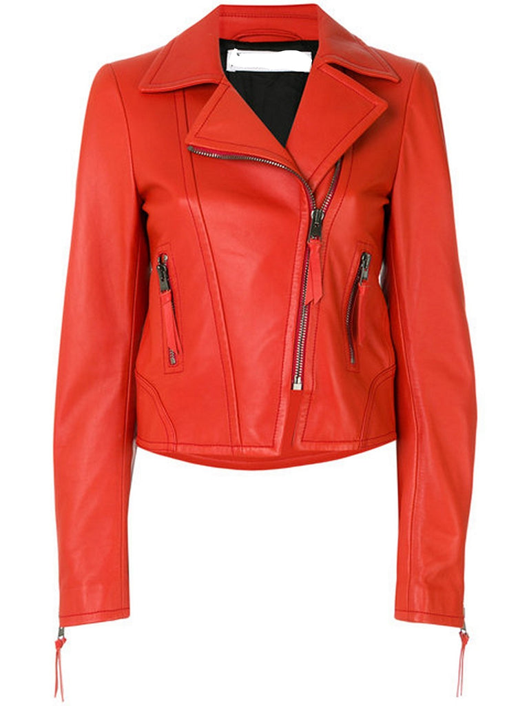 Biker / Motorcycle Jacket - Women Real Lambskin Leather Biker Jacket KW539 - Koza Leathers