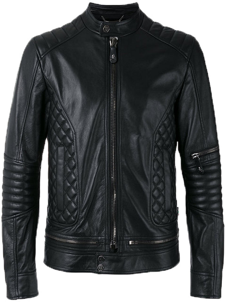 Biker Jacket - Men Real Lambskin Motorcycle Leather Biker Jacket KM354 - Koza Leathers