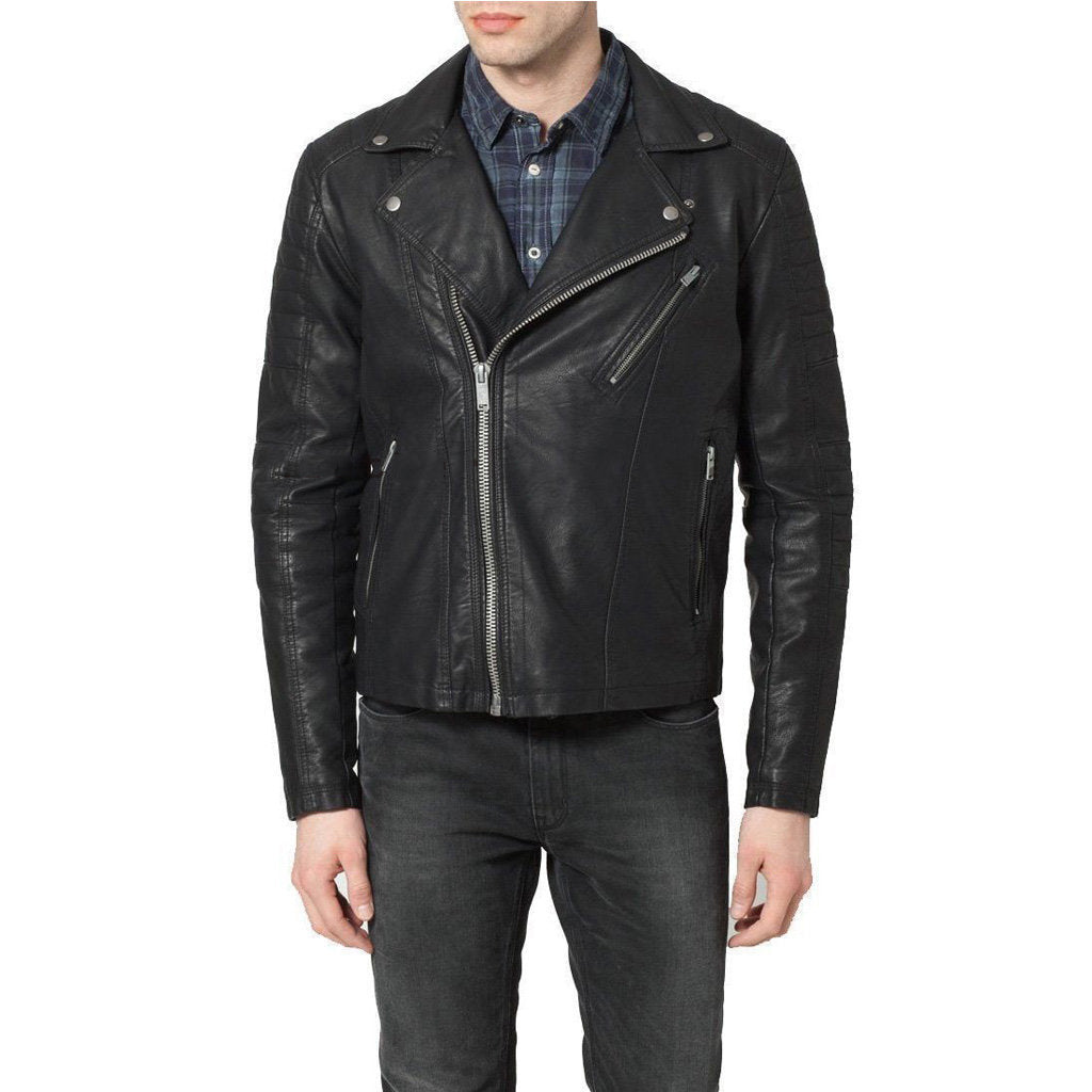 Biker Jacket - Men Real Lambskin Motorcycle Leather Biker Jacket KM310 - Koza Leathers