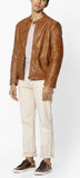 Men Real Lambskin Motorcycle Leather Biker Jacket KM598