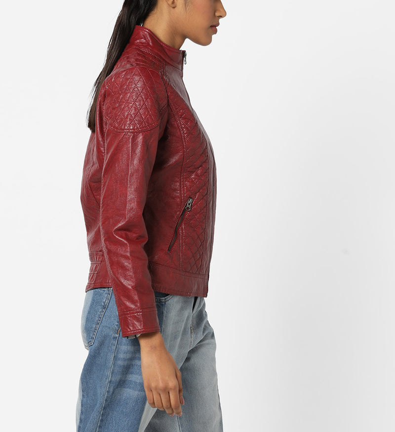 Biker / Motorcycle Jacket - Women Real Lambskin Leather Biker Jacket KW554 - Koza Leathers