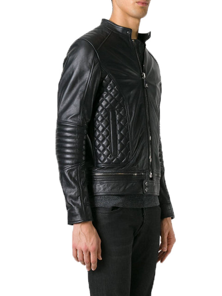 Biker Jacket - Men Real Lambskin Motorcycle Leather Biker Jacket KM354 - Koza Leathers