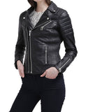 Women Real Lambskin Leather Biker Jacket KW029