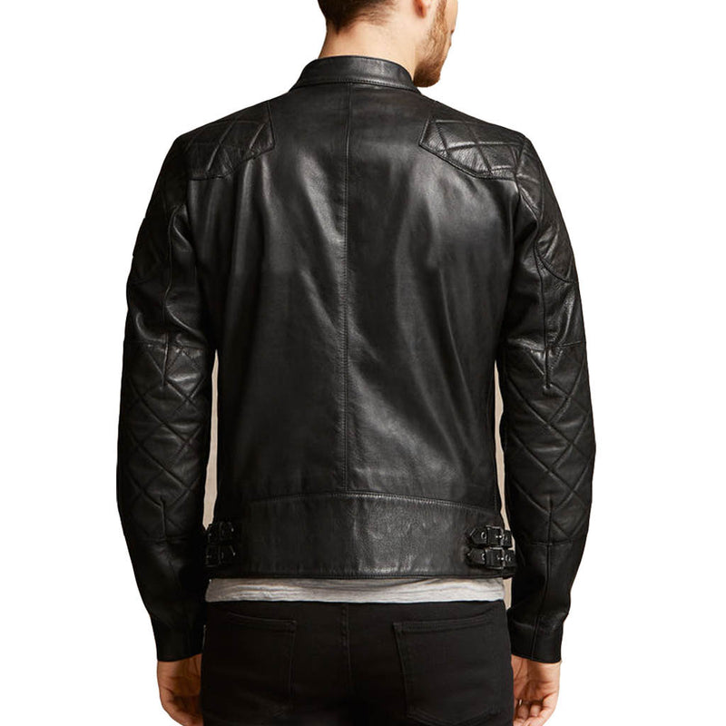 Biker Jacket - Men Real Lambskin Motorcycle Leather Biker Jacket KM326 - Koza Leathers