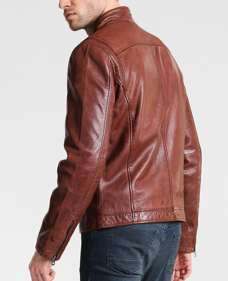 Biker Jacket - Men Real Lambskin Motorcycle Leather Biker Jacket KM249 - Koza Leathers